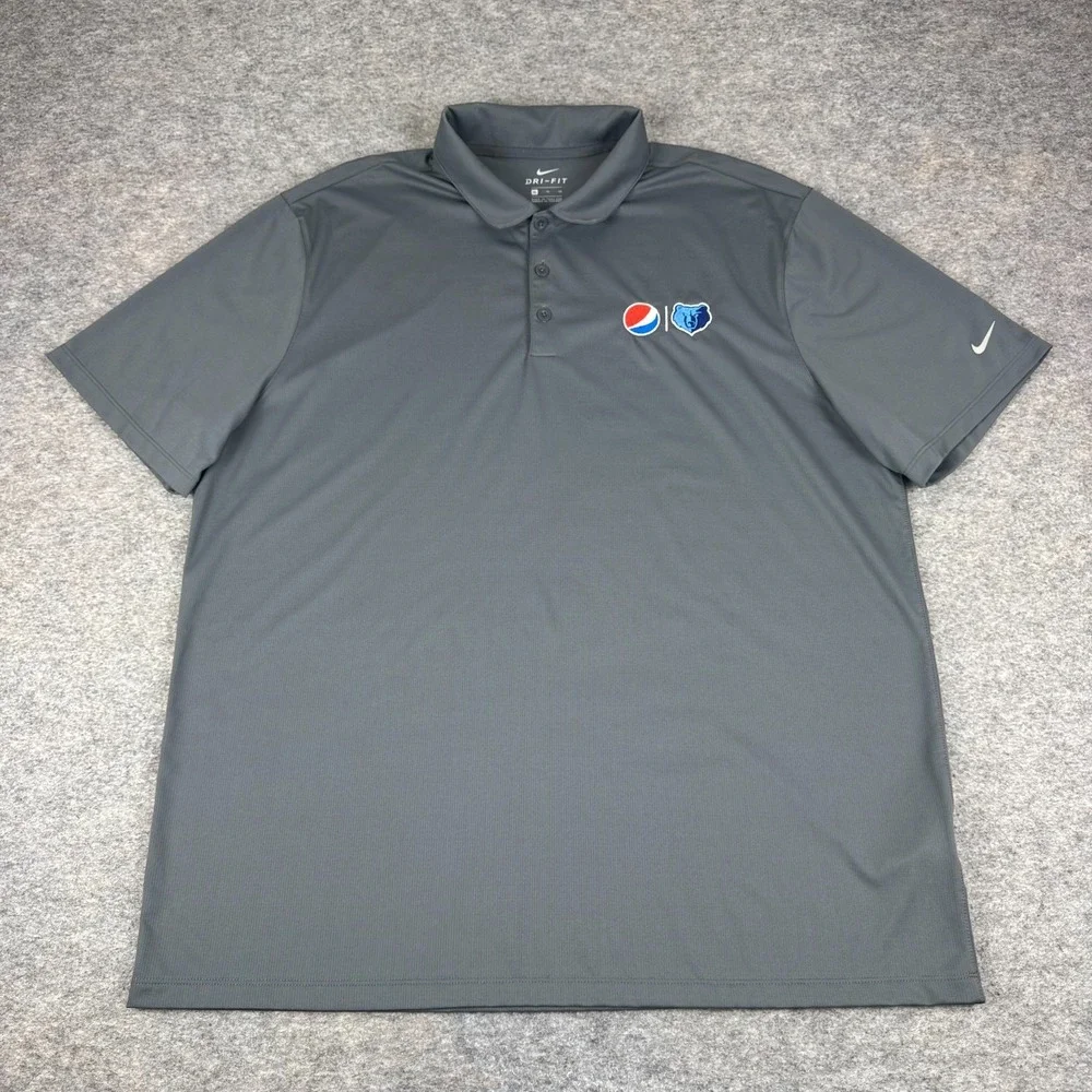 Nike Dri Fit Polo Shirt Pepsi Memphis Grizzlies Logo Polyester Gray Mens XL